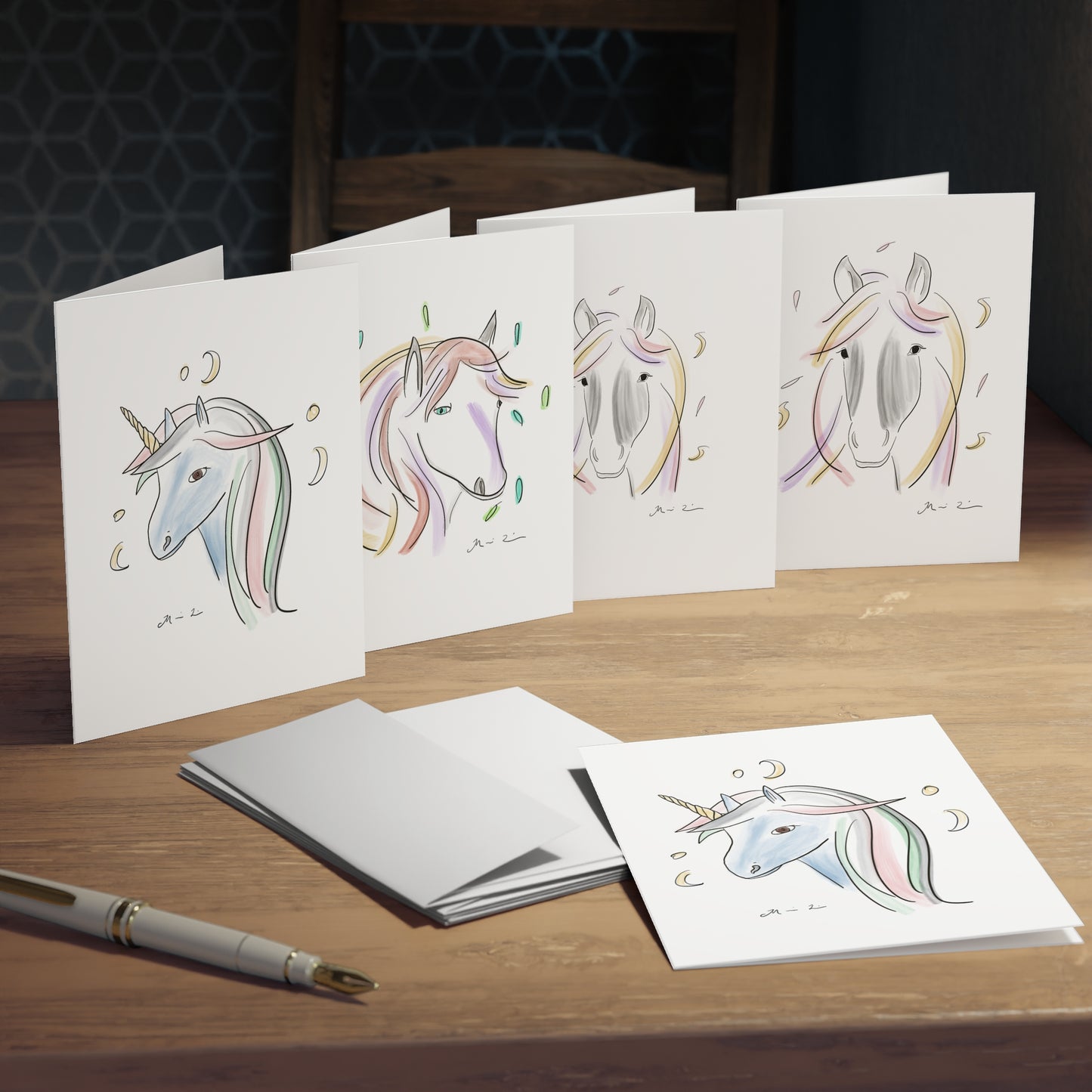 Whimsical Horse and Unicorn Greeting Cards  - Variety Set of 5